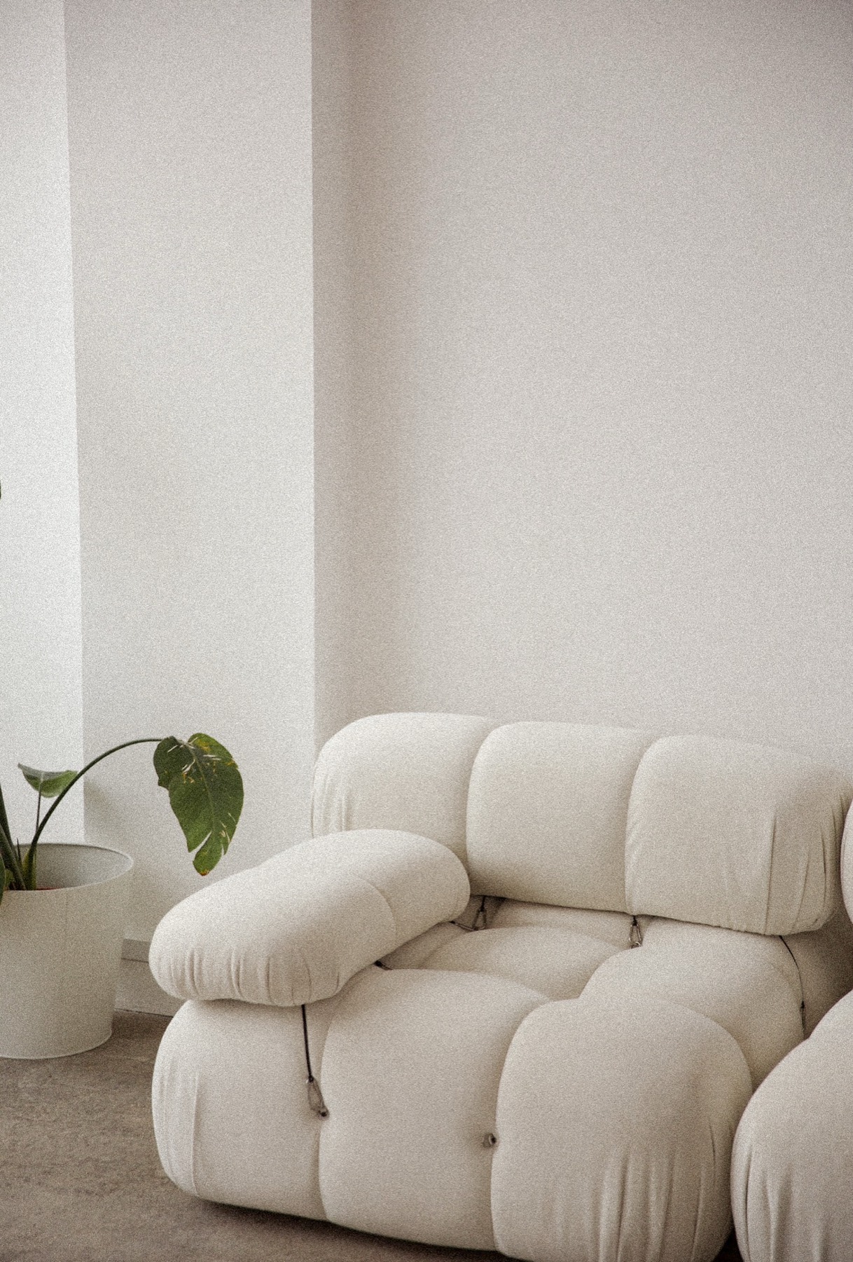 Bouclé armchair in a quiet corner