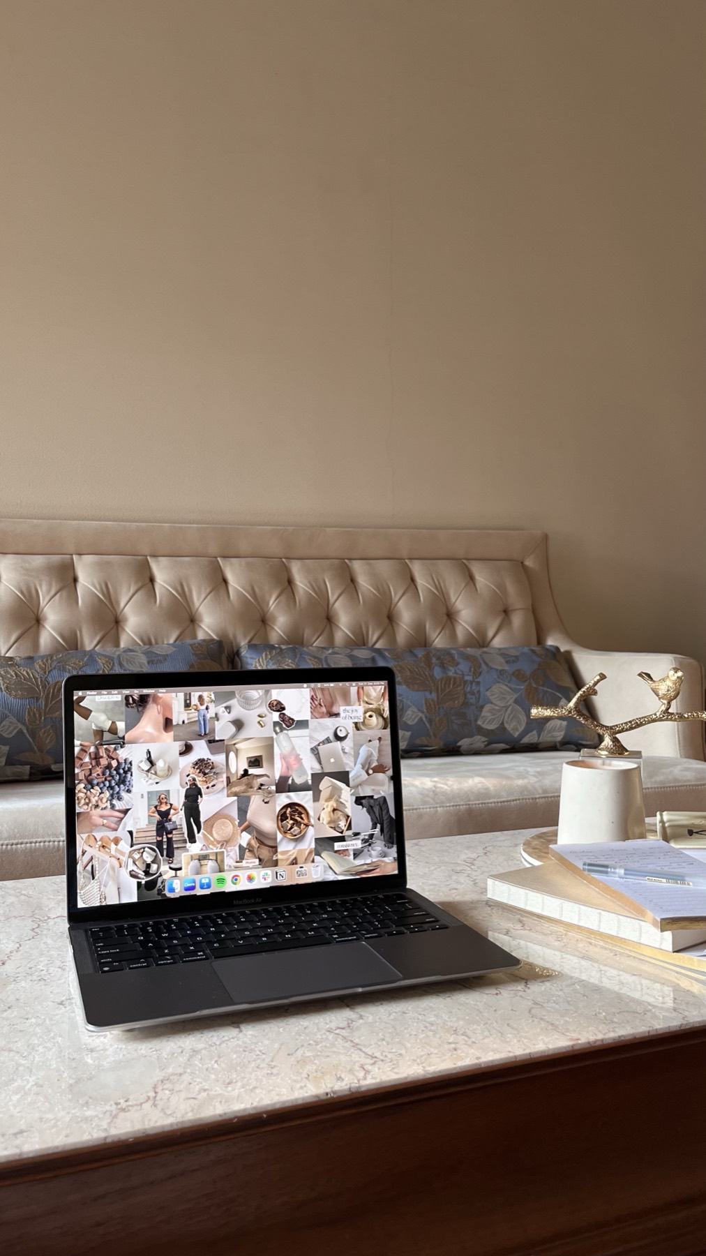 A mood board open on a laptop