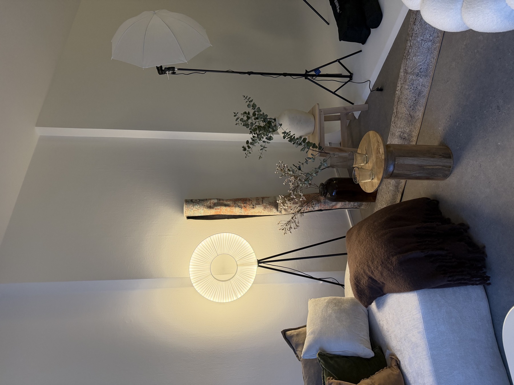 Lounge set lit with an umbrella light